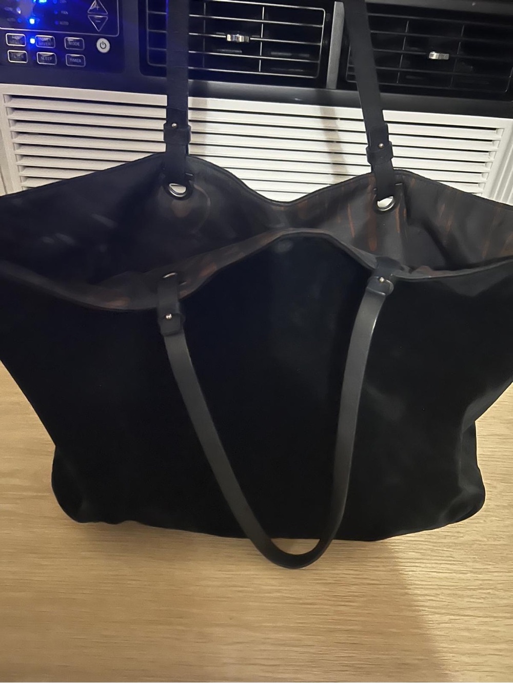 Sleek suede Black Women’s Tote Bag with Long Straps